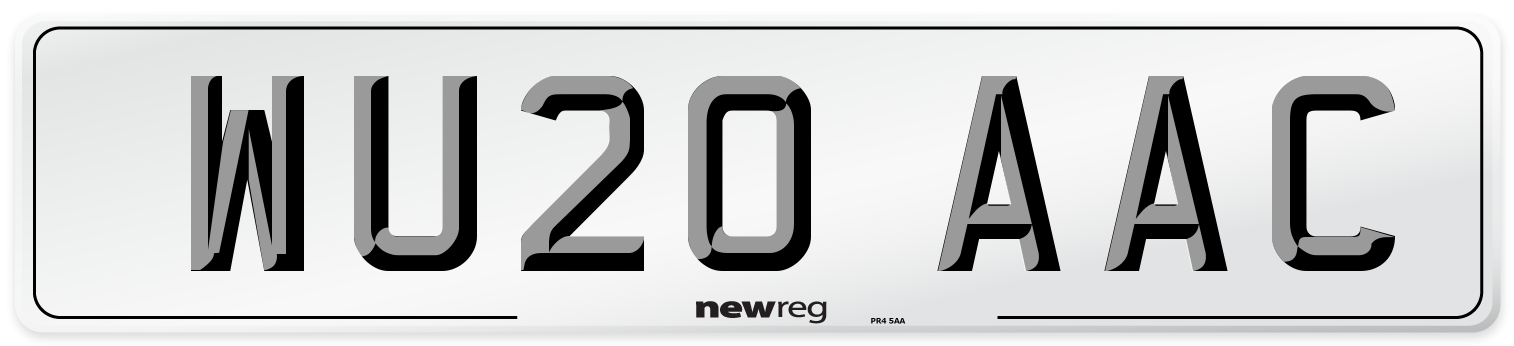WU20 AAC Number Plate from New Reg